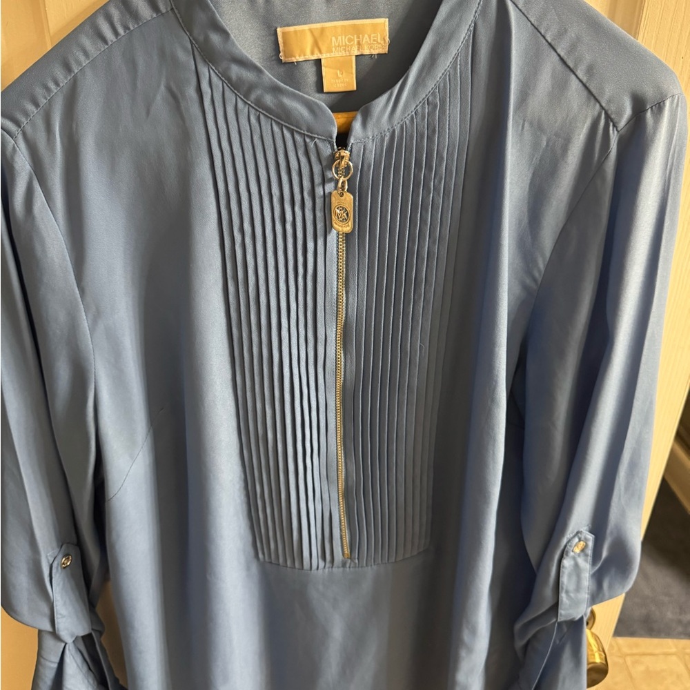 MICHAEL Michael Kors Sky Blue Pleated Top